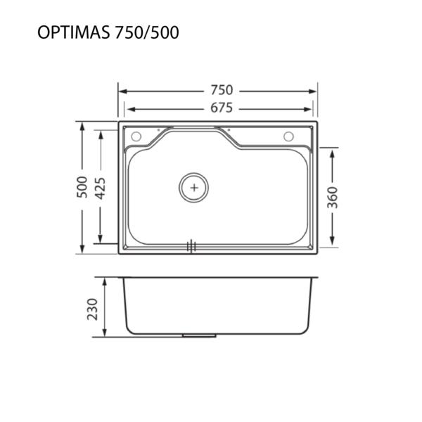 ซิงค์ 1 หลุม EVE รุ่น OPTIMAS 750/500 ขนาด 75 ซม. สแตนเลส - Image 4